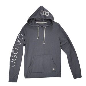 Marine Layer Hoodie sz S Men Oxygen Spellout Gray White Pullover Kangaroo Pocket